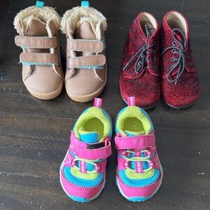 3 pairs of size 5 toddler girl shoes